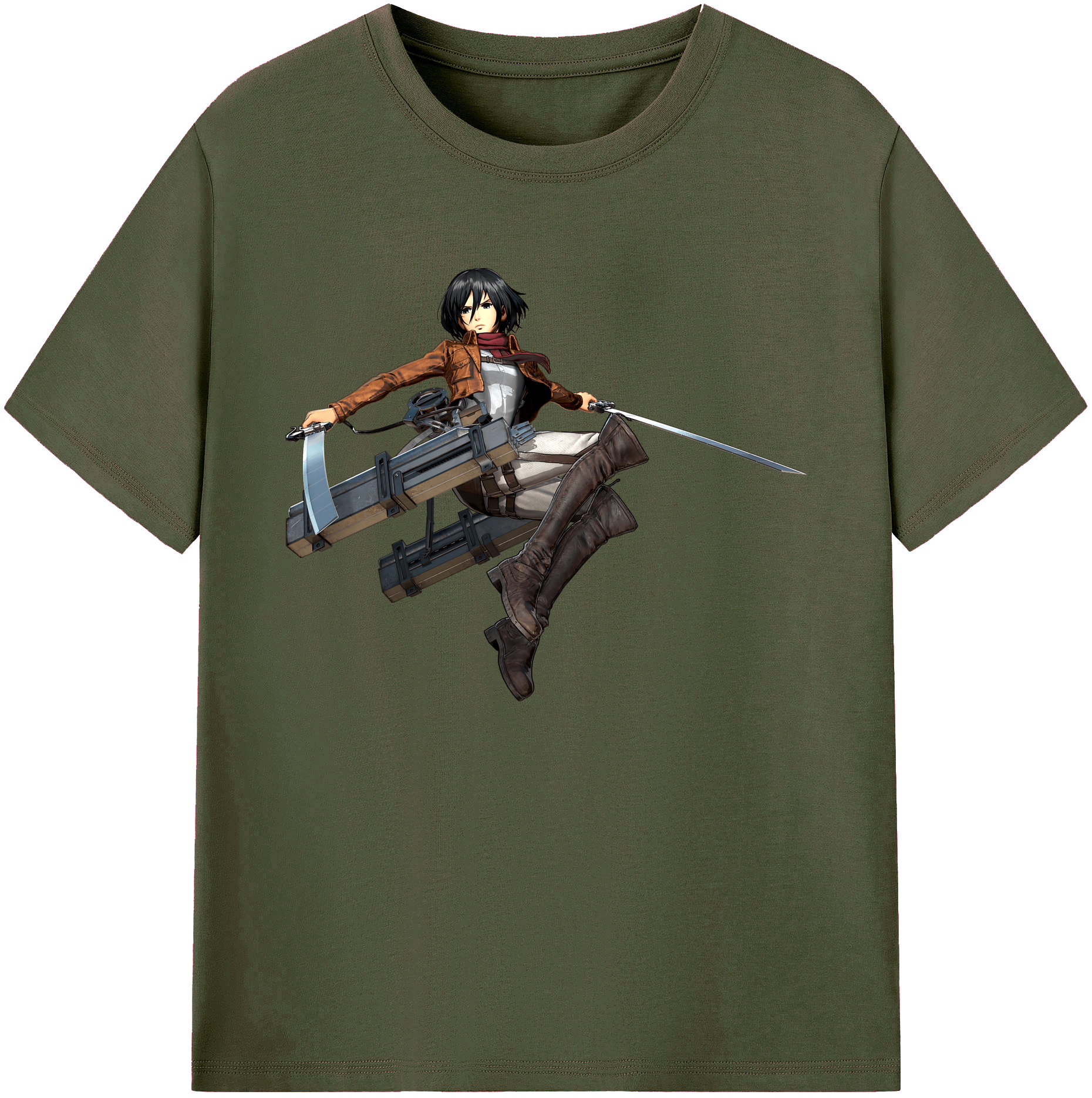 （画像用） 進撃の巨人 ミカサ·アッカーマン Attack on Titan Mikasa Ackerman 綿100％ メンズ半袖Tシャツ｜肌触りやわらか＆通気性